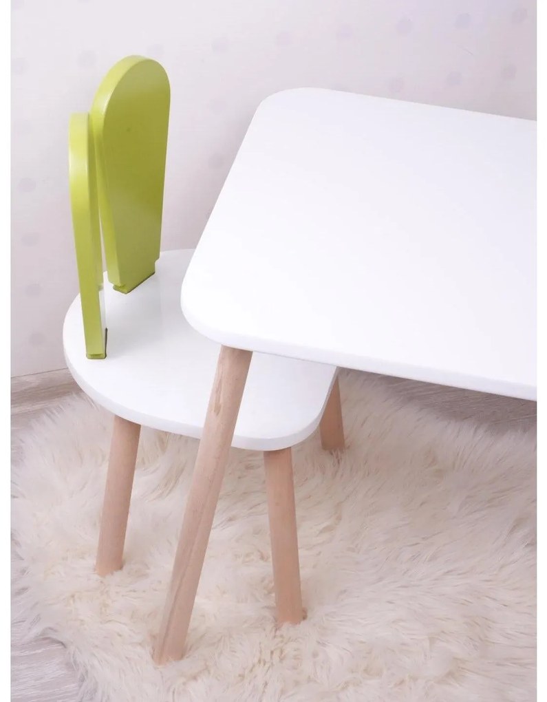 Gyerekasztal székekkel Bunny Two Chair Set - Pistachio Green, White