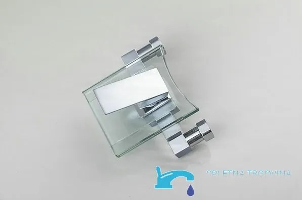 Fali kádtöltő csaptelep EYN SK9024 LED-világítással, üveg vízeséskifolyóval és króm felülettel