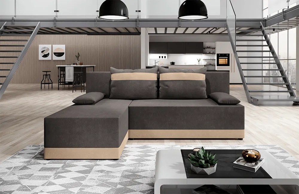 Univerzális ülőgarnitúra, szürke/bézs, ROMAND