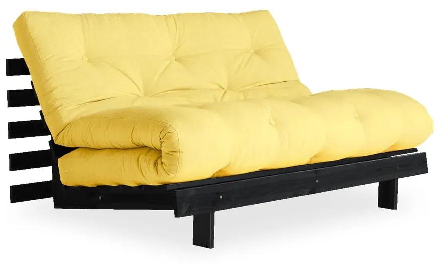 Roots Black/Yellow halványsárga kinyitható kanapé - Karup Design
