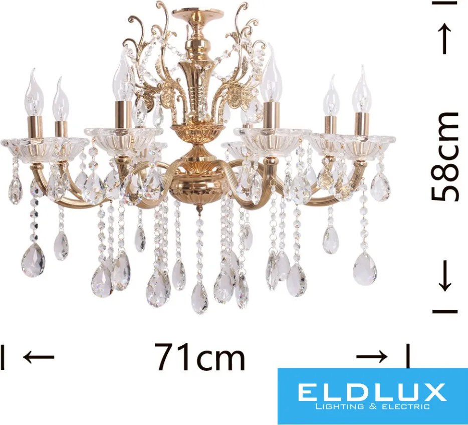 ELDLUX A19-O Kristály Csillár IP20