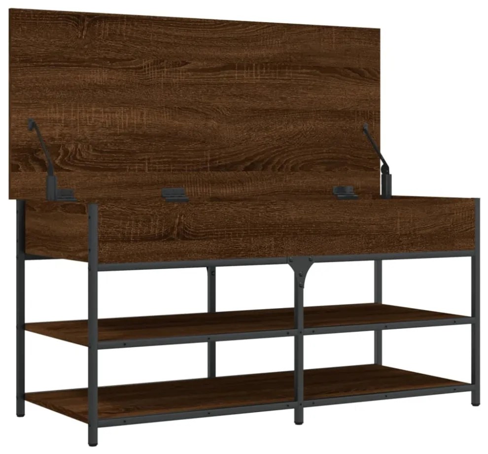 barna tölgy színű szerelt fa cipőtároló pad 100 x 42,5 x 50 cm