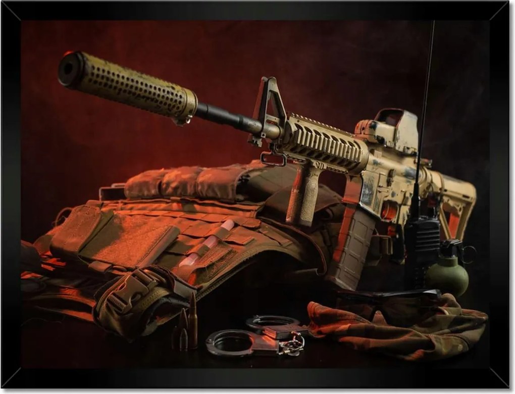 Poszterek keretben 40x30 Fegyver páncél töltények Fbi