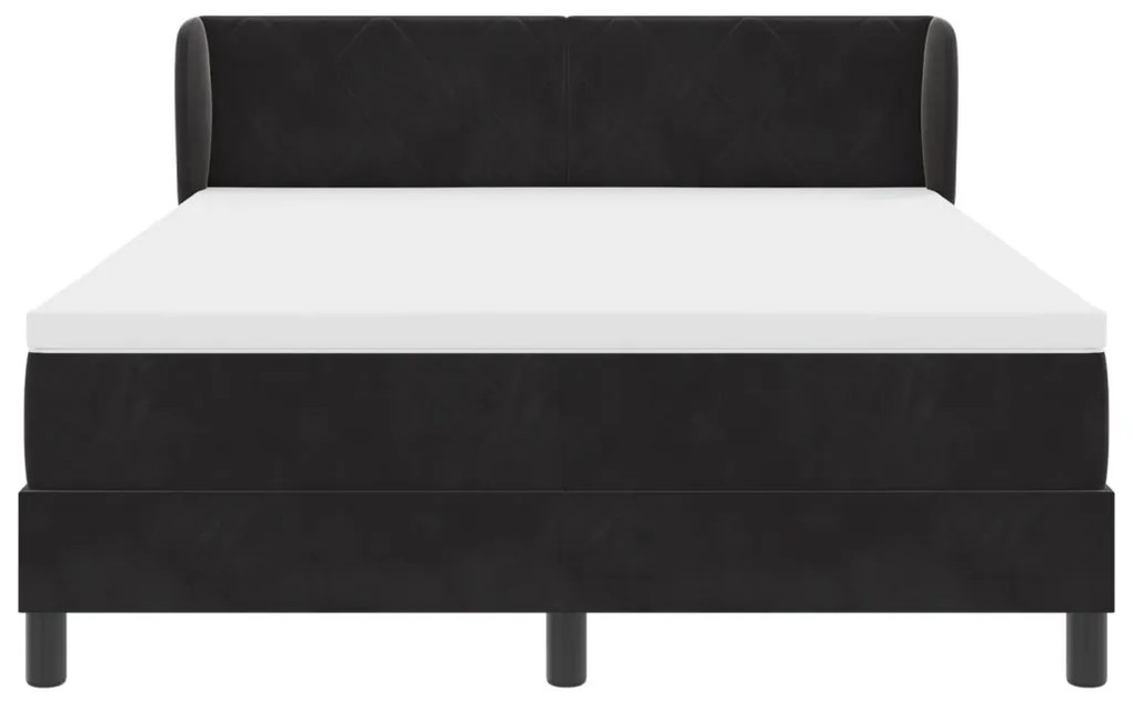 Boxspring Ágy Mattal Fekete 140x200 cm Bársonyos