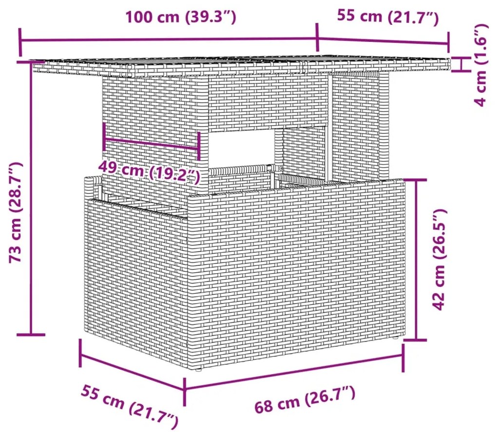 2 részes fekete polyrattan/akácfa kerti kanapészett párnákkal
