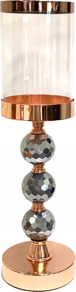 Dekoratív üveg gyertyatartó fém Glamour arany lampion láb