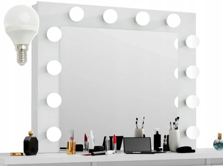 Öltöző asztal LED tükörrel Cleopatra White