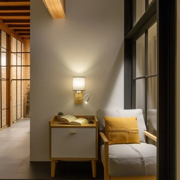 Brilagi - LED Fali lámpa NUBILA WOOD 1xE27/25W/230V + LED/3W tölgy/szürke