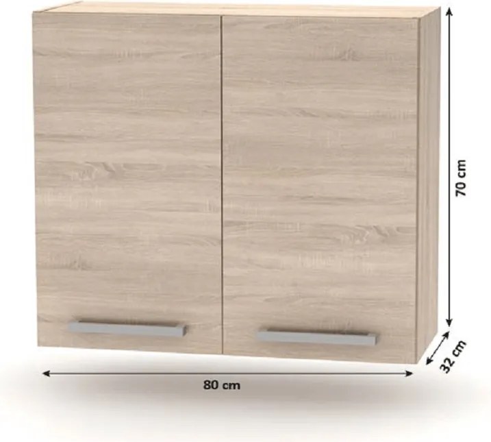 Konyhabútor 2,4 m, tölgy sonoma, NOVA PLUS