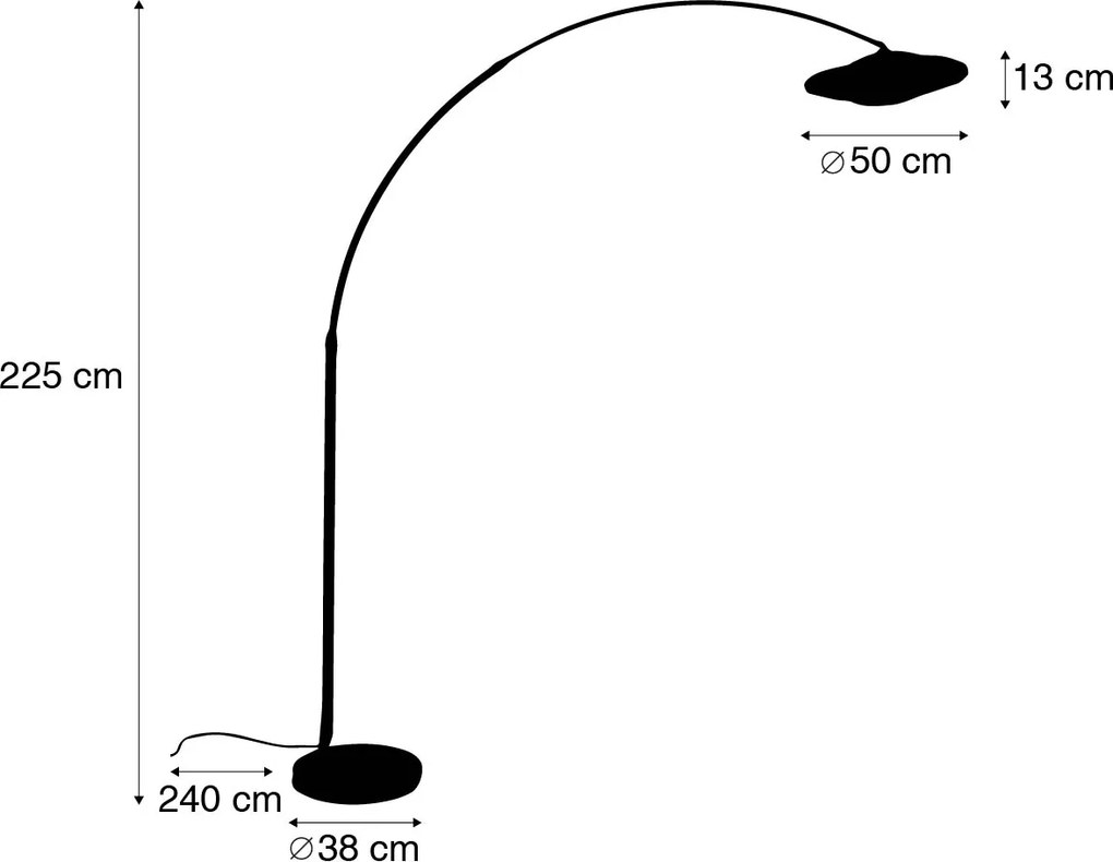 Modern ív lámpa fekete keleti árnyékolóval és bambusszal 50 cm - XXL Rina