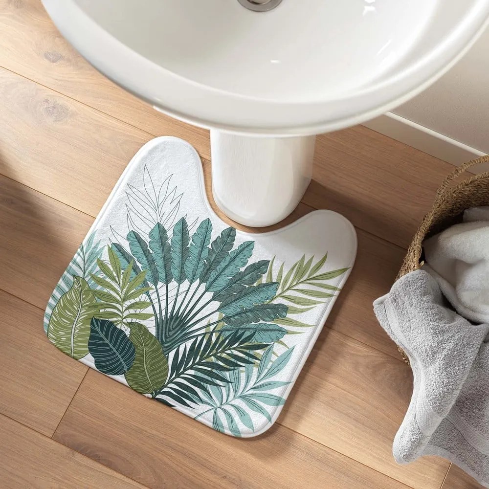 Fehér-zöld fürdőszobai kilépő WC-hez 45x45 cm Panazio – douceur d'intérieur