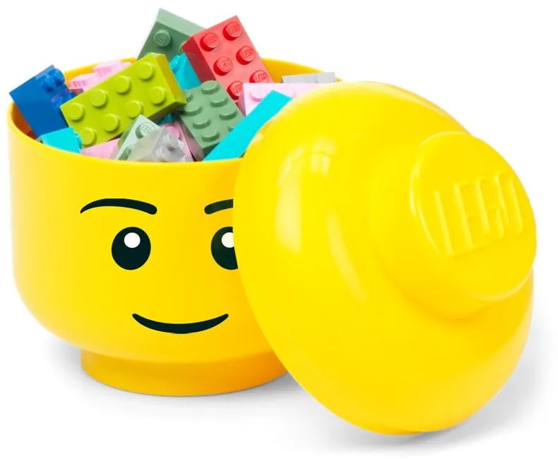 Sárga fej alakú tárolódoboz, fiú, 10,5 x 10,6 x 12 cm - LEGO®