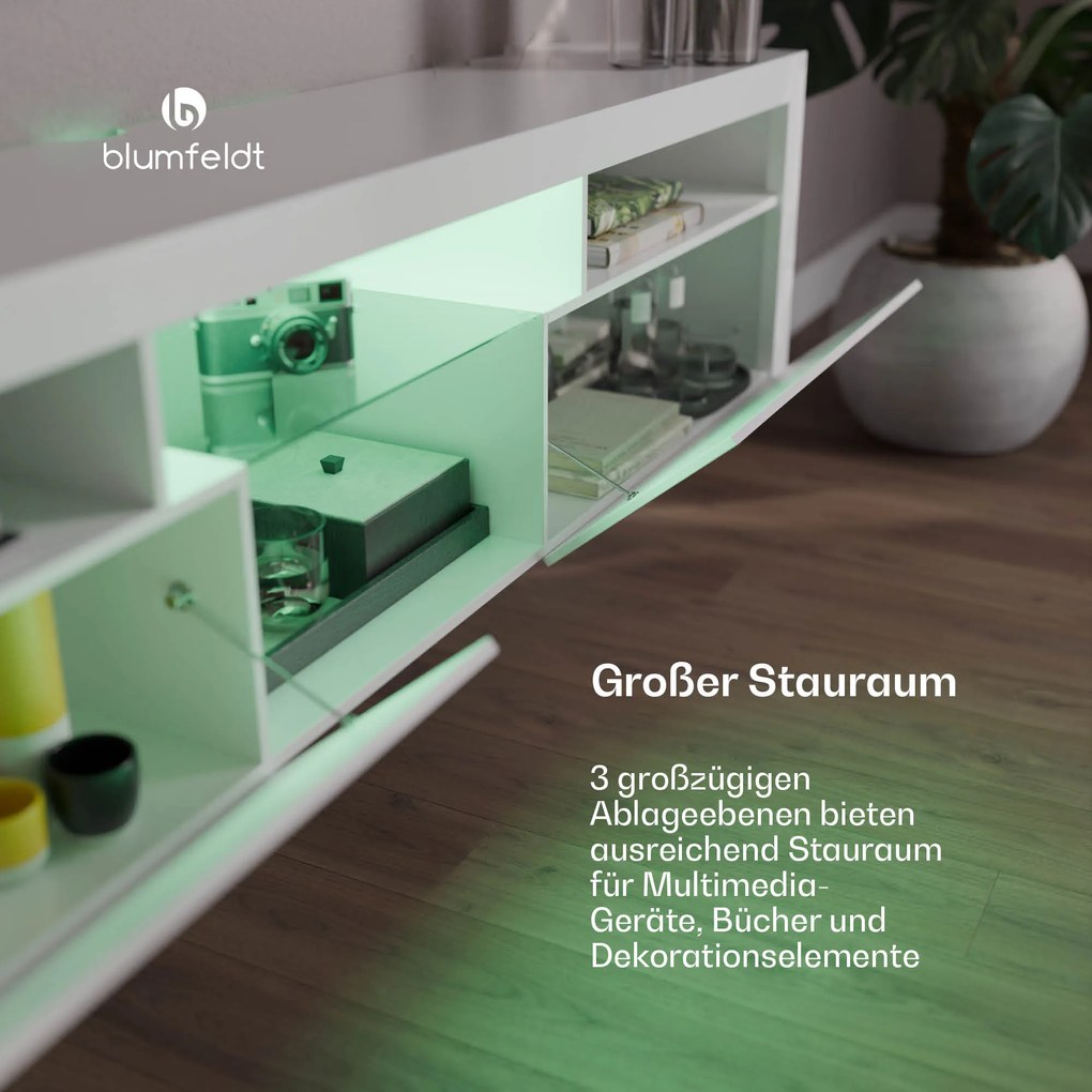 Blumfeldt Elgin, TV szekrény, 150 x 30 x 40 cm, LED