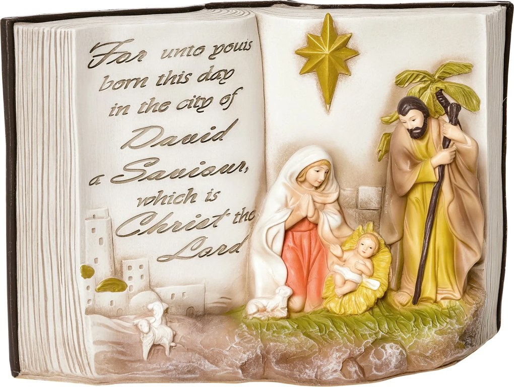 HOMCOM 3D Szobrokkal és Gravírozással Készült Karácsonyi Betlehem, Műanyag Karácsonyi Dekoráció, 21.5cm x 9.5cm x 14cm | Aosom