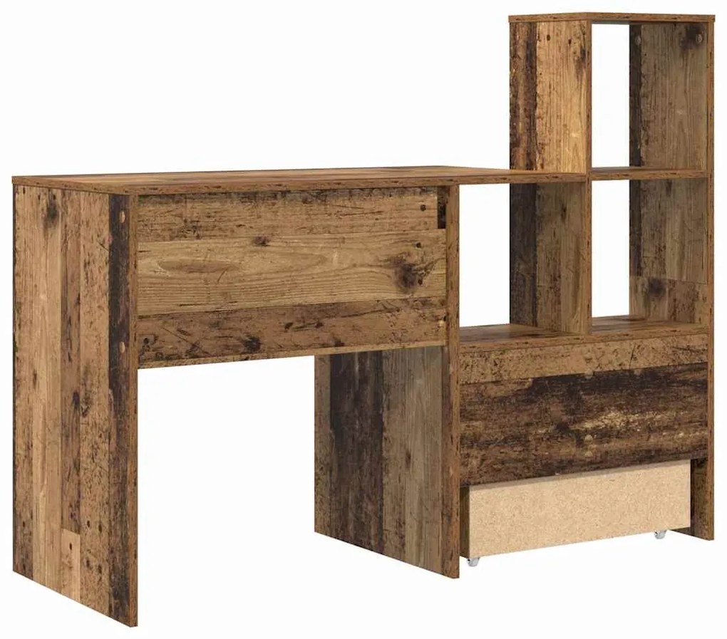Asztal fiókkal polcokkal Régi fa 131.5 x 50 x 106.5 cm Faanyag