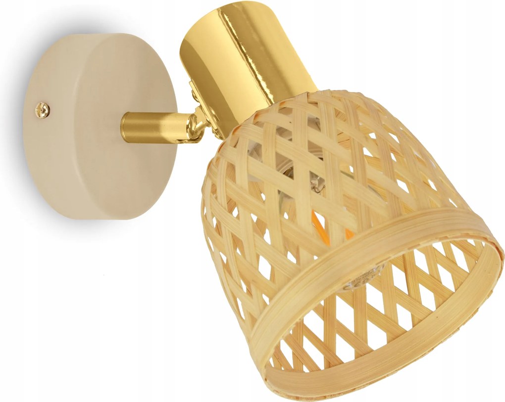 Fali lámpa Rattan Bézs Boho Lámpa E14 Állítható Arany Hálószoba