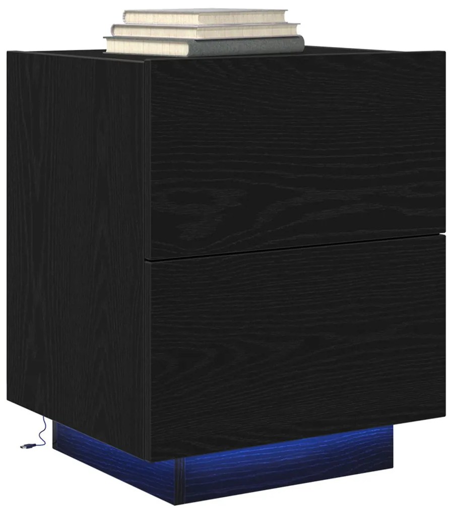 vidaXL Éjjeliszekrény fiókkal 2 pcs Fekete tölgy 45 x 40 x 55 cm