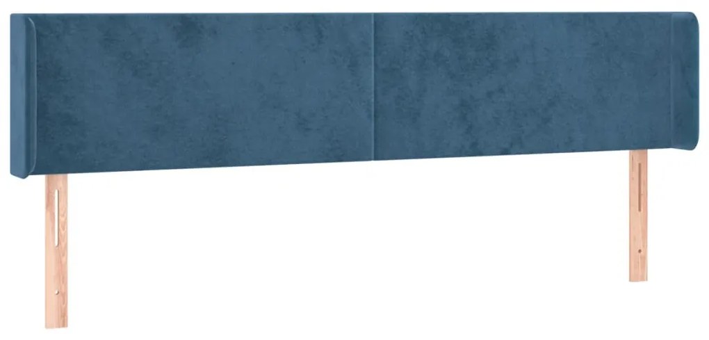 sötétkék bársony LED-es fejtámla 163 x 16 x 78/88 cm
