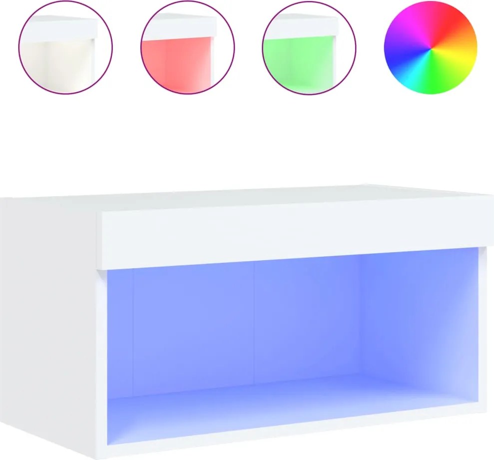 vidaXL fehér TV-szekrény LED-világítással 60 x 30 x 30 cm