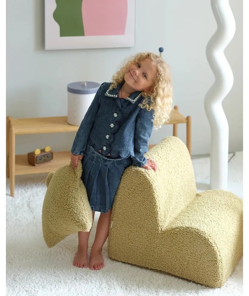 Zöld buklé párna gyerek kanapéhoz Bear – Wigiwama