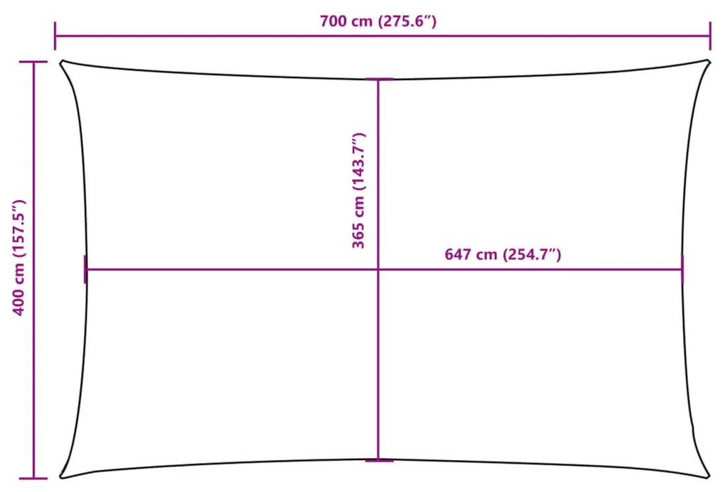 barna téglalap alakú oxford-szövet napvitorla 4 x 7 m