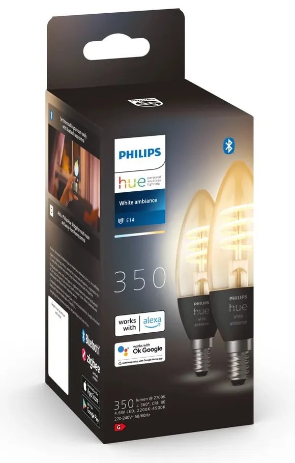 Szálas okos izzó szett 2 db-os E14, 5 W White ambiance – Philips Hue