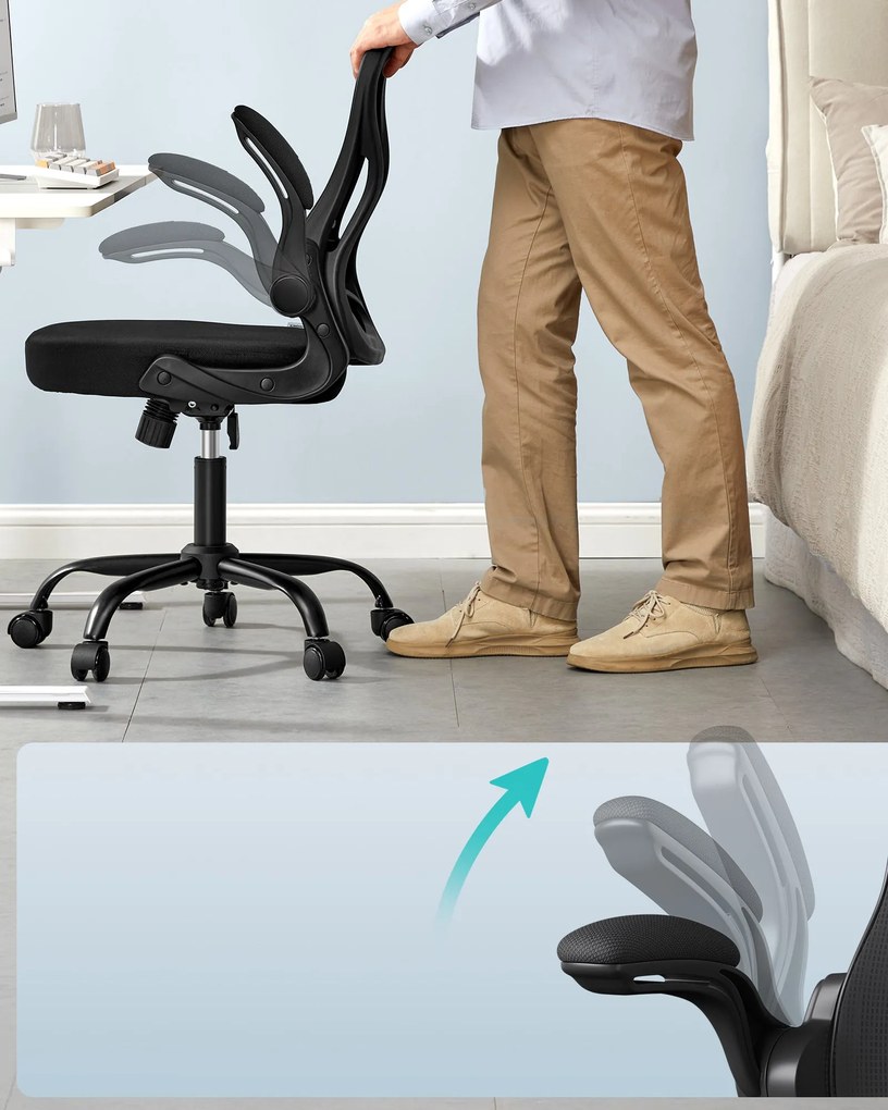 SONGMICS ergonomikus irodai szék, forgatható hálós íróasztali szék, fekete