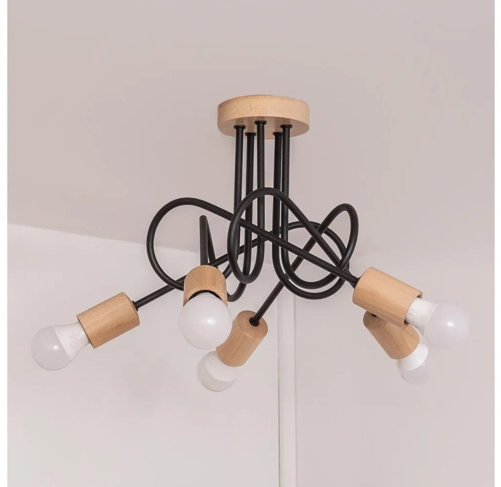 Felületre szerelhető csillár OXFORD 5xE27/15W/230V fenyő/fekete