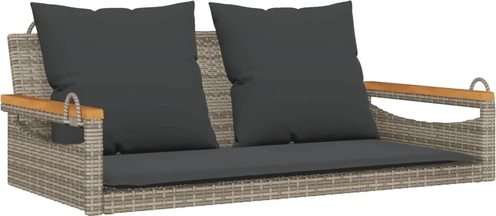 vidaXL szürke polyrattan hintapad párnákkal 109 x 62 x 40 cm