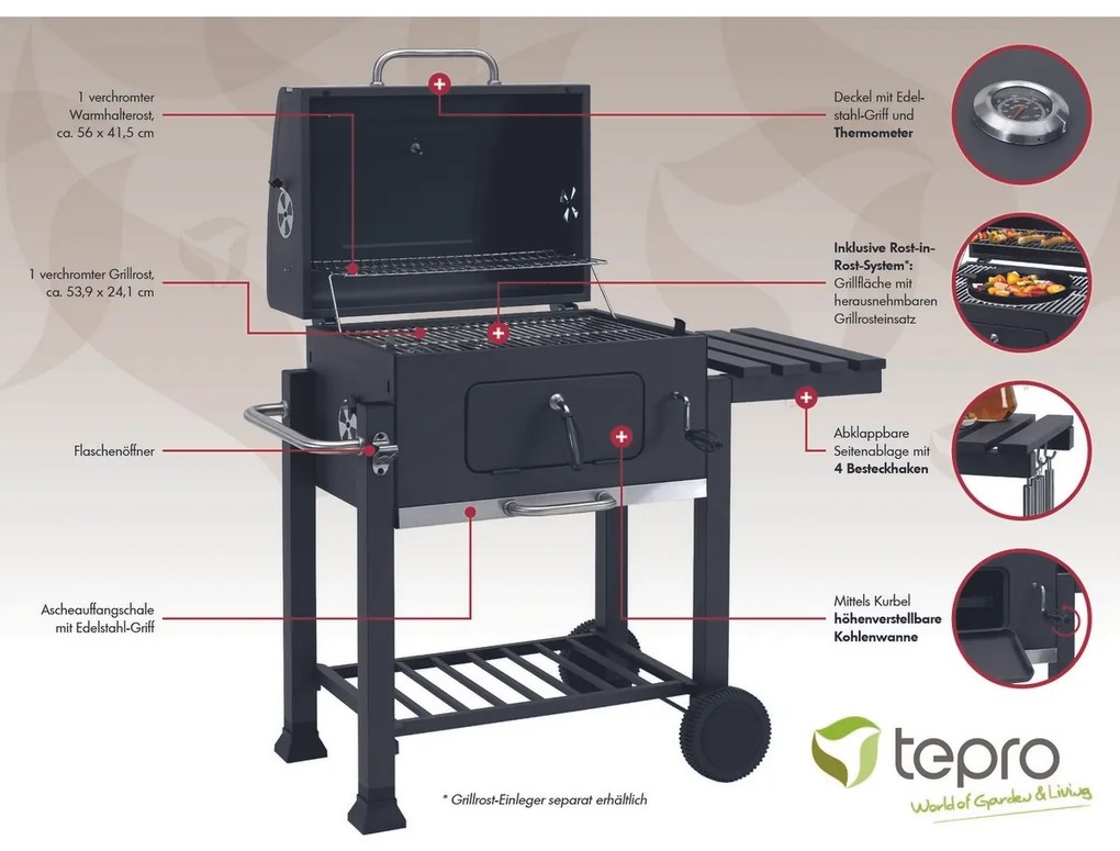 Tepro 1164 Toronto Click grill, 115 x 67 x 107 cm