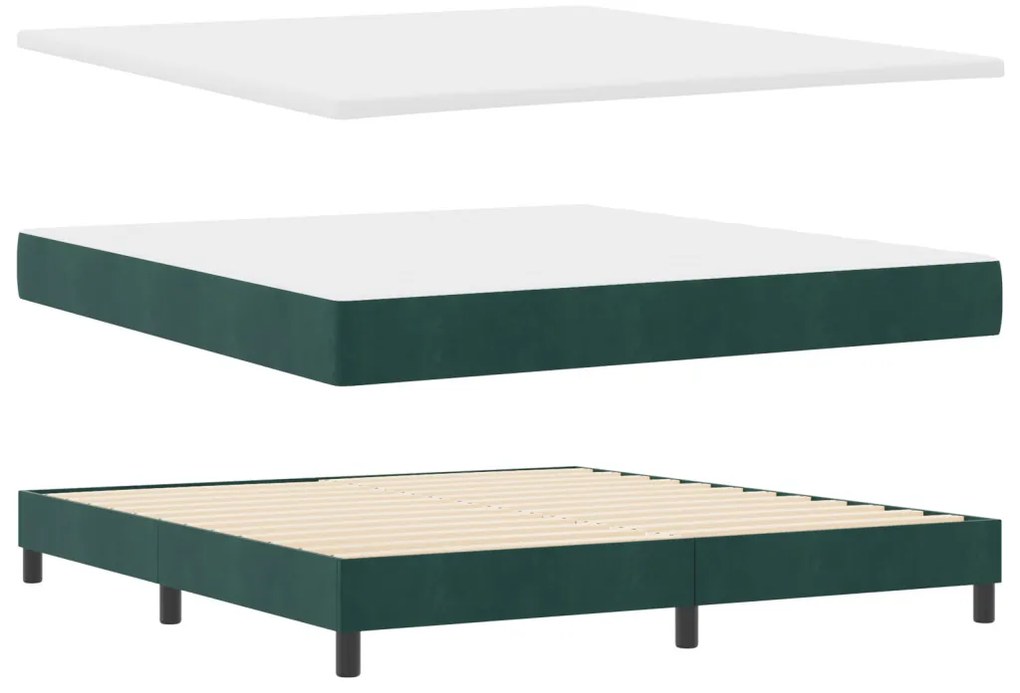 Boxspring Ágy Matracokkal Sötétzöld 180x200 cm Bársony