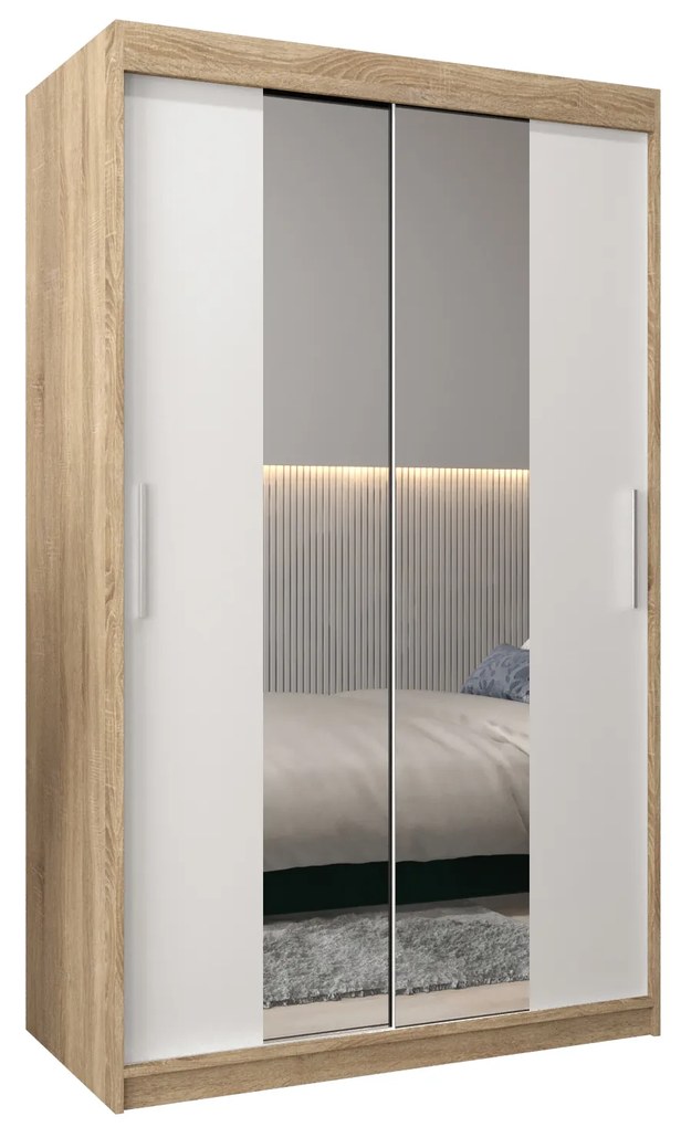 Ruhásszekrény 120 cm Toki 1 (szonoma tölgy + matt fehér). 1064898