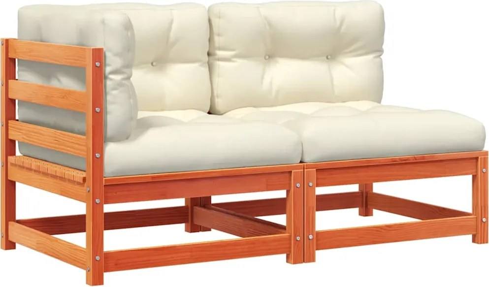 vidaXL 2 személyes viaszbarna tömör fenyőfa kerti kanapé párnával