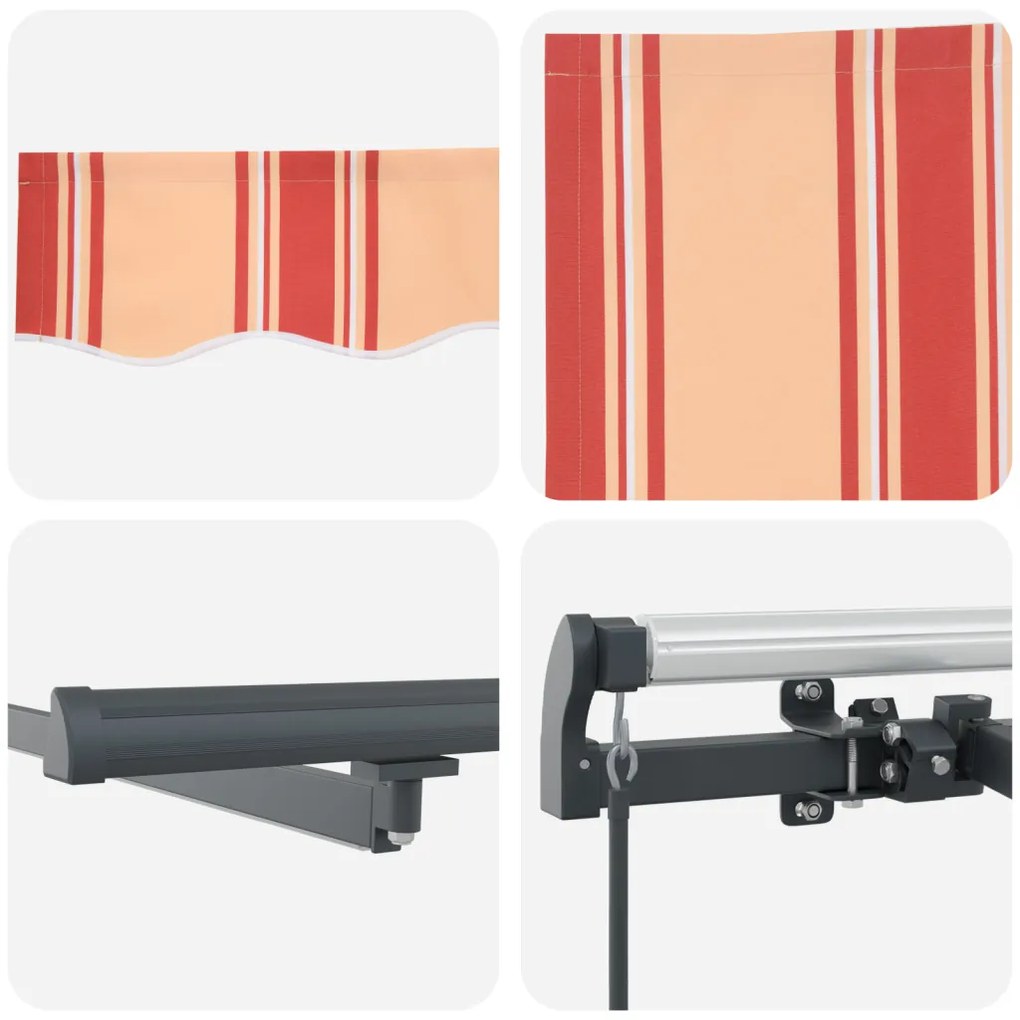 Manuális Behúzható Napernyő LED sárga és narancssárga 500x300 cm