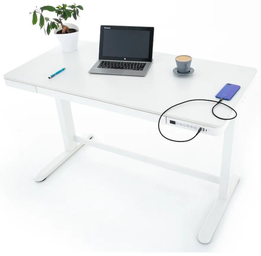 OfficeTech 2 állítható magasságú asztal, 120 x 60 cm, fehér