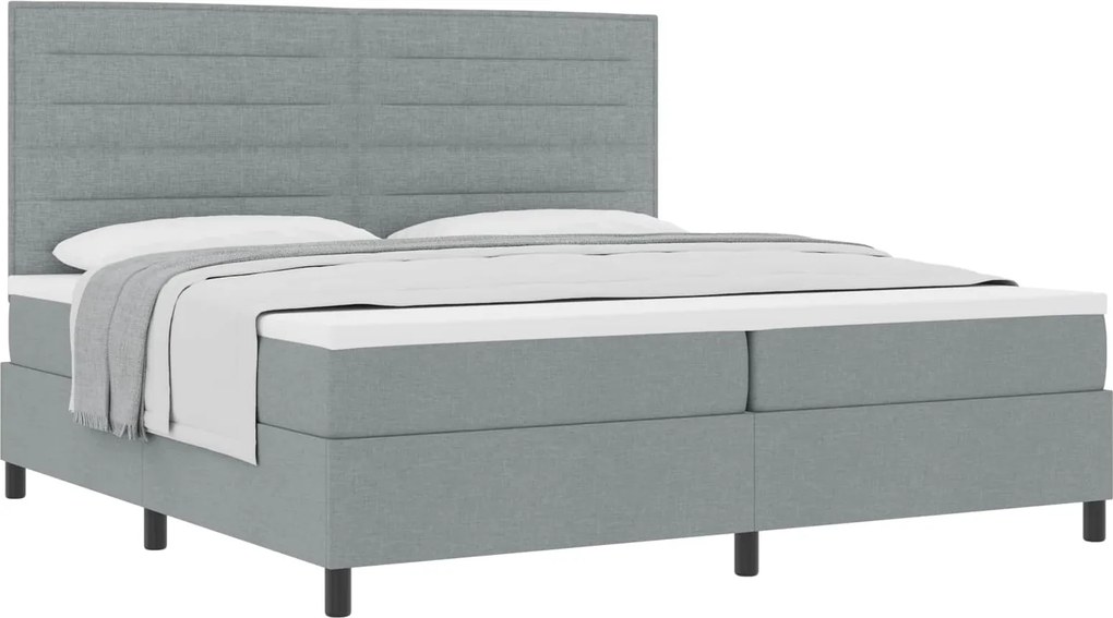 vidaXL Boxrugós ágy matracmal Világosszürke 200 x 200 cm szövet