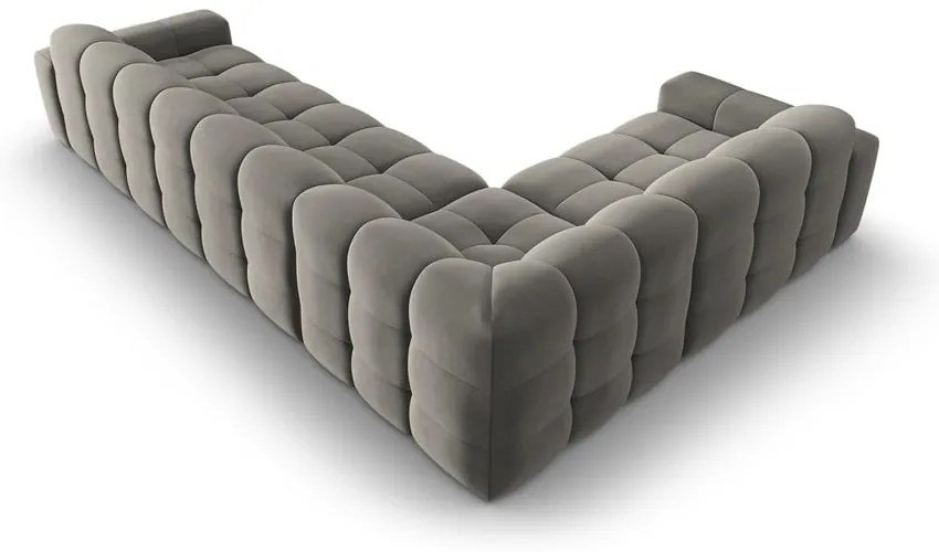 Szürke bársony sarokkanapé (bal oldali) Kendal – Micadoni Home