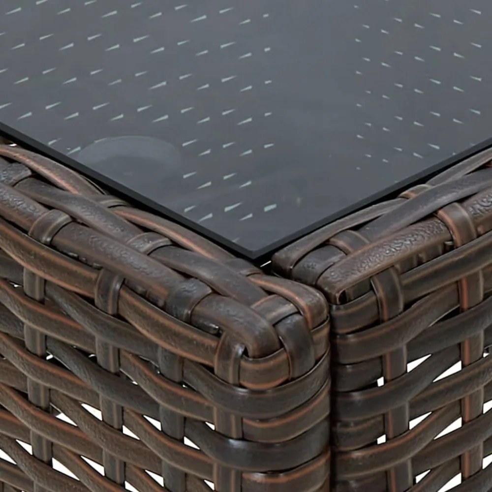 barna polyrattan kerti asztal 75 x 40 x 37 cm