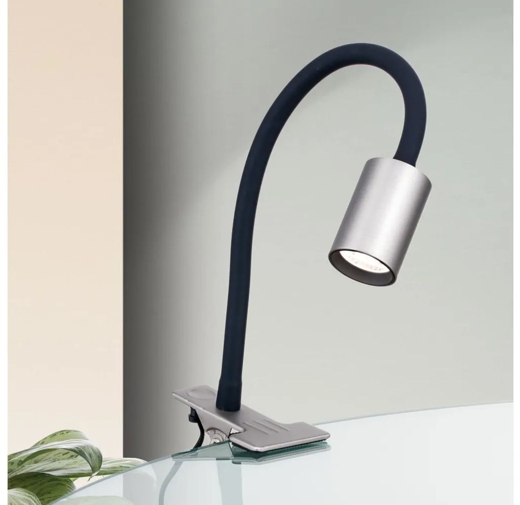Orion Str 10-489- LED Rugalmas asztali lámpa klipsszel KURT LED/5W/230V ezüst