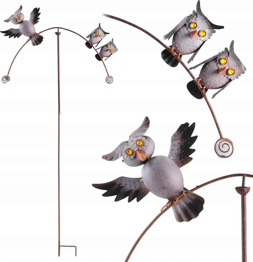 Mozgatható kerti dekoráció baglyokkal a rúdon 138 cm egyensúlyozó dekoráció