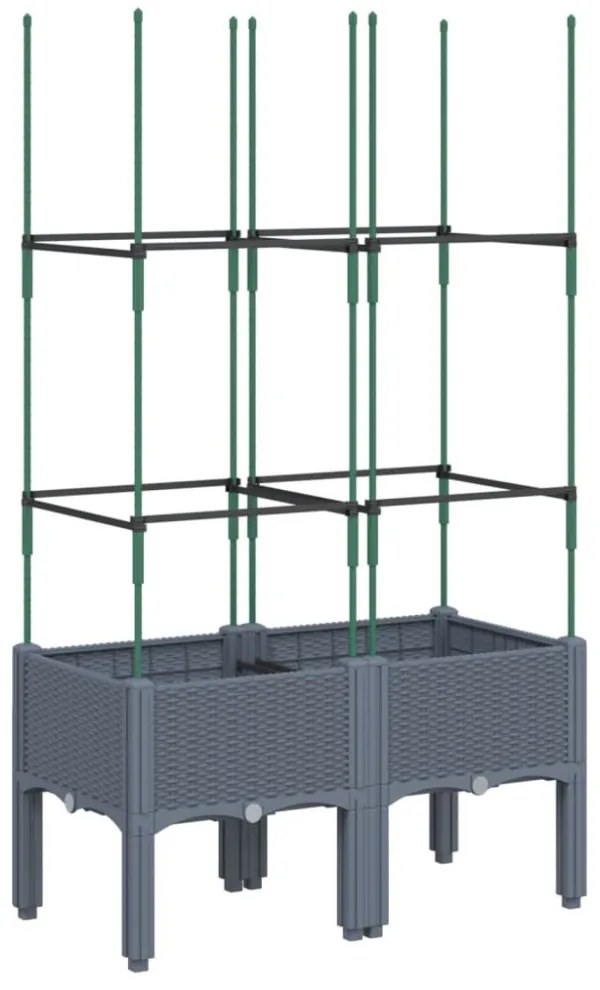 kékszürke polipropilén rácsos kerti ültetőláda 80 x 40 x 142,5 cm