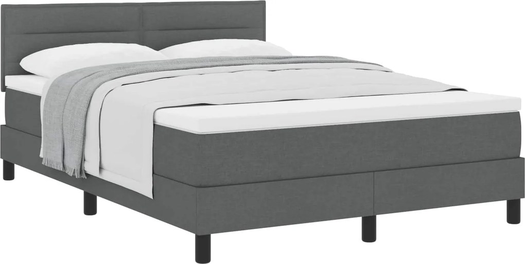 vidaXL Boxrugós ágy matracmal Sötétszürke 140 x 190 cm szövet