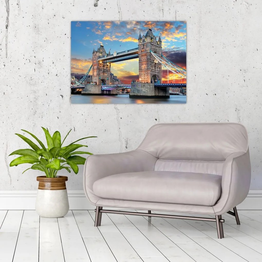 Kép - Tower Bridge, London, Anglia (üvegen) (70x50 cm)