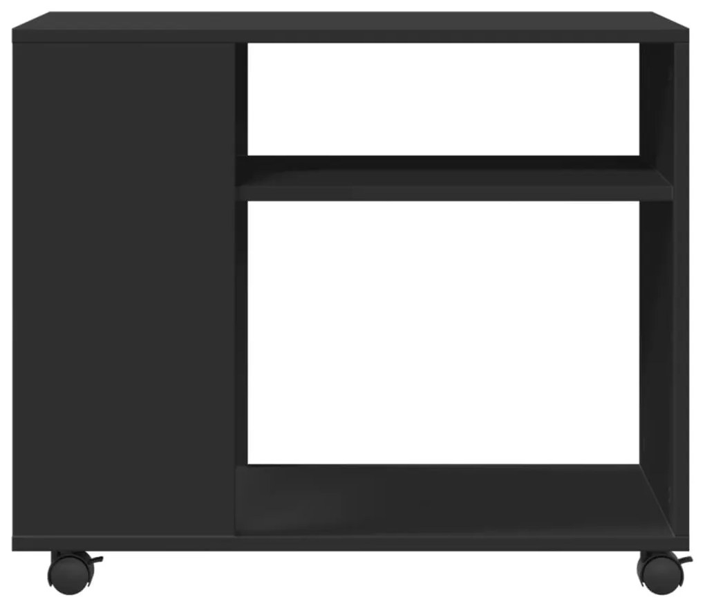 fekete szerelt fa kisasztal kerekekkel 70 x 35 x 60 cm