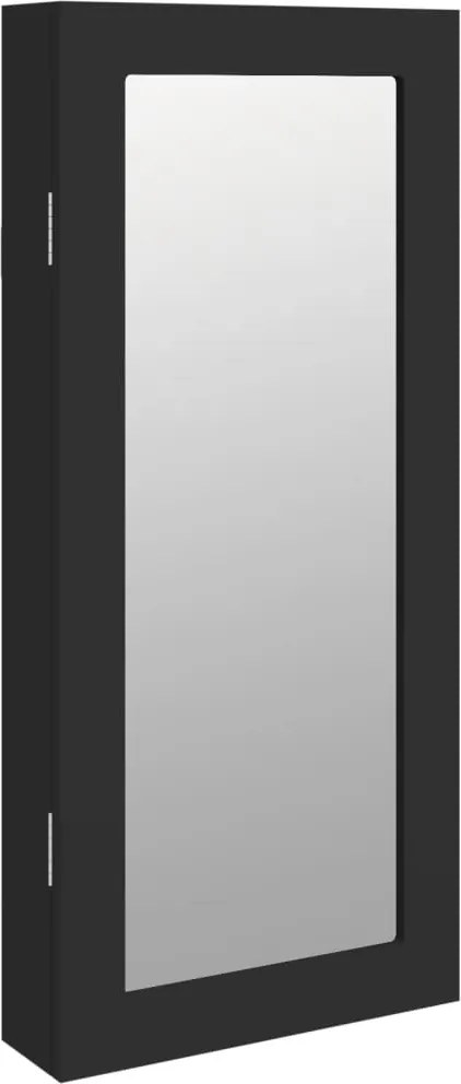 vidaXL fekete falra szerelhető tükrös ékszerszekrény 30x8,5x67 cm