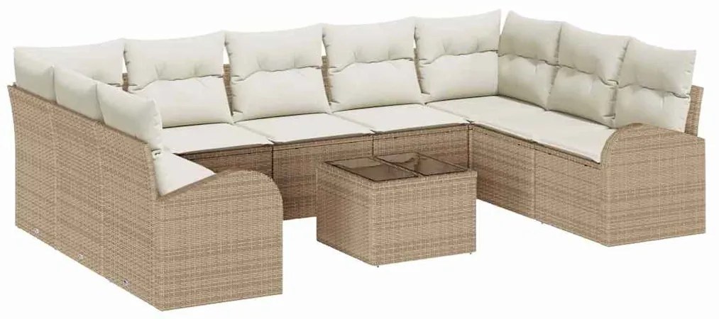 Kanapé Szett 10 pcs Bézs polirattan