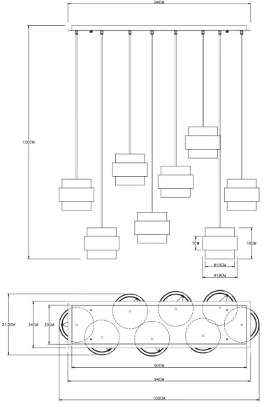 Globo 15560-8H - Csillár zsinóron MILLEY 8xE27/60W/230V