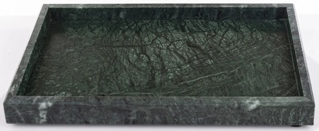 Márvány design sötétzöld szögletes szegélyes tálca 3x30x20cm