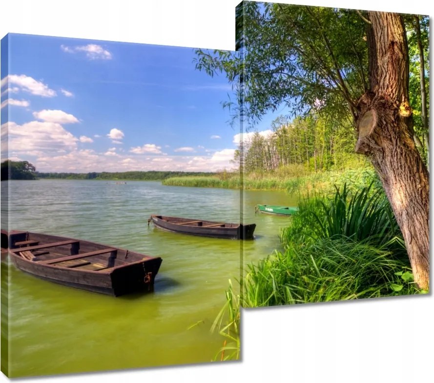 Vászonkép 80x70 Tó Csónakok Tájkép