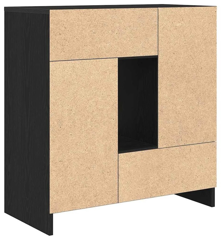 fekete tölgy komód fiókokkal és ajtókkal 70,5x34x74,5 cm